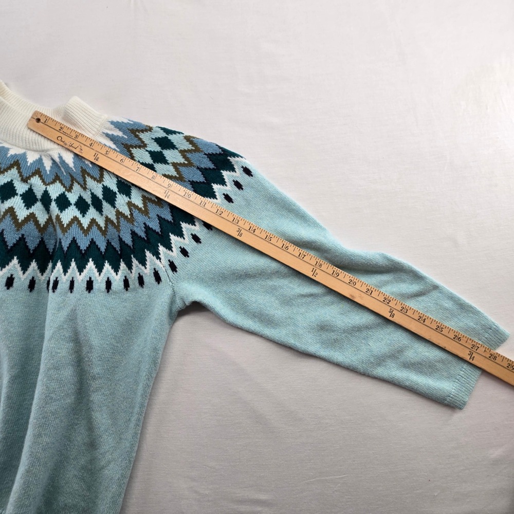 Talbots Sweater Womens 2X Blue Fair Isle Mock Neck Pullover Preppy Cabin Ski - Picture 5 of 8